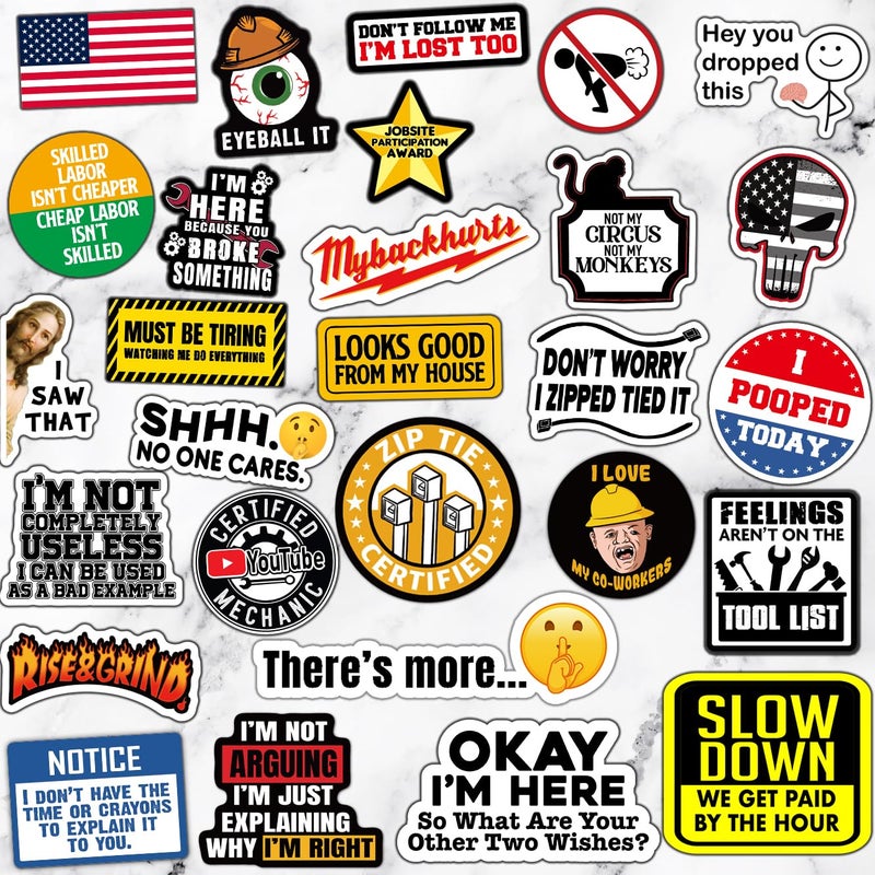 Debinolo 306 PCS Funny Hard Hat Sticker Pack for Adults - Waterproof Vinyl for Welding Helmet, Tool Box, Construction, Electrician, Mechanic Tools - Blue Collar Accessories - Image 2