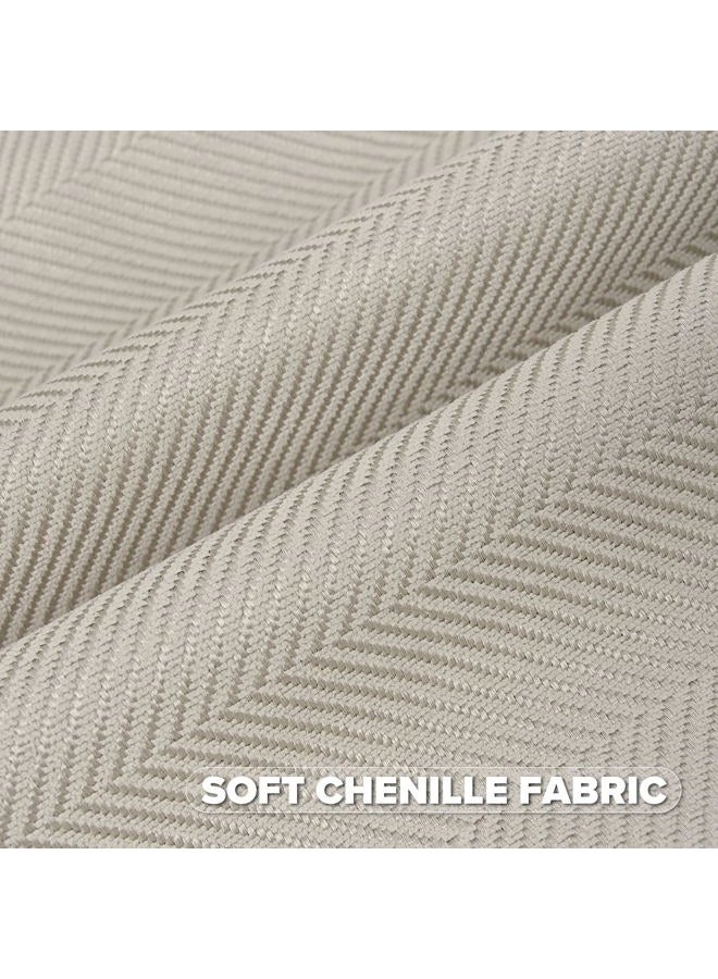 FUTEI Beige Chenille Throw Pillow Covers 18x18 Inch Set of 2,Soft Wide Chevron Textured Cushion Case,Farmhouse Home Decor for Couch Living Room - Image 2
