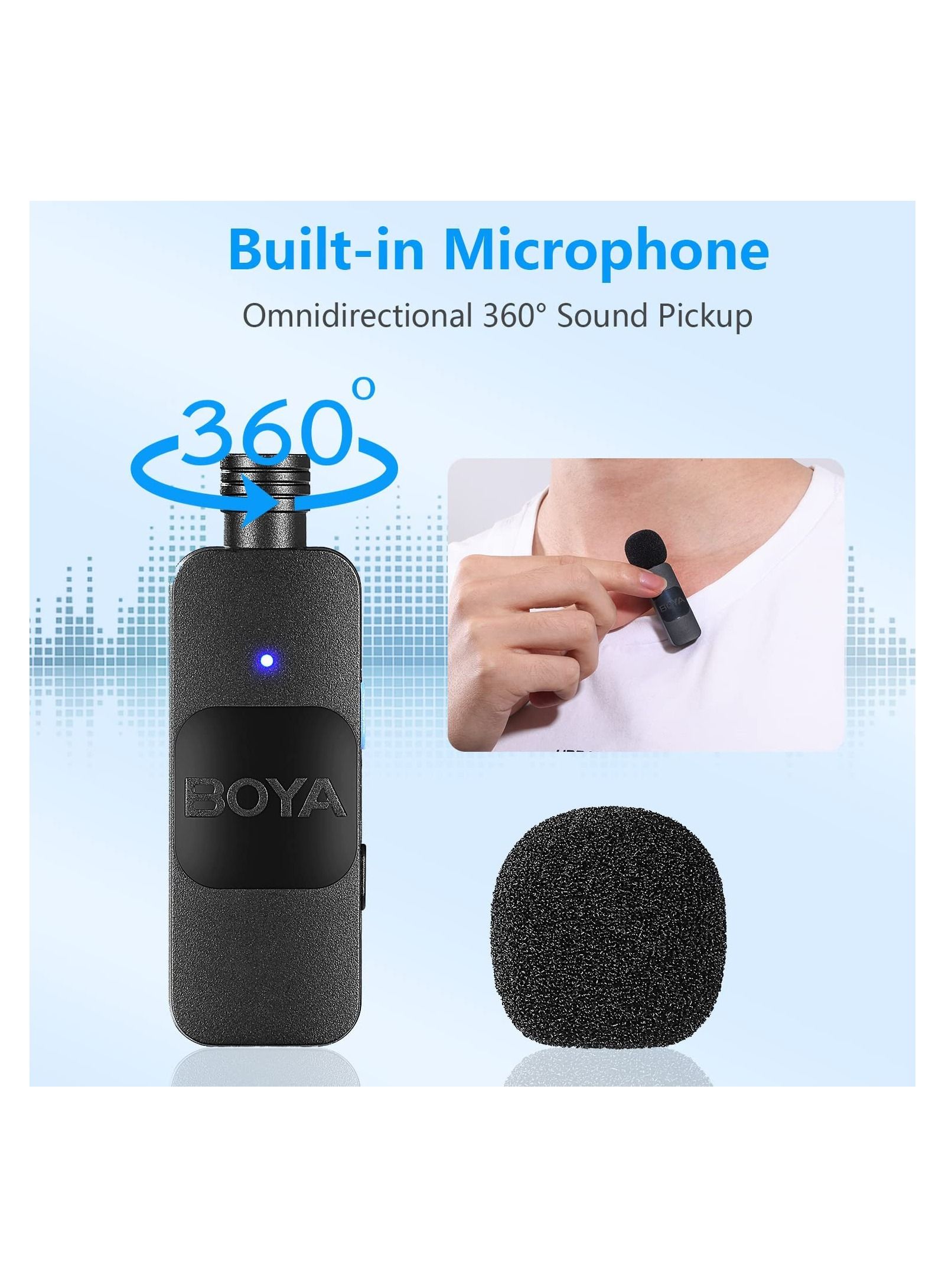 BY-V10 Wireless Lavalier Microphone for Android USB C Smartphone Tablet External Mini Lapel Type C Microphone for Cell Phone Clip-On Mic for Video Recording Podcast YouTube Live Streaming 