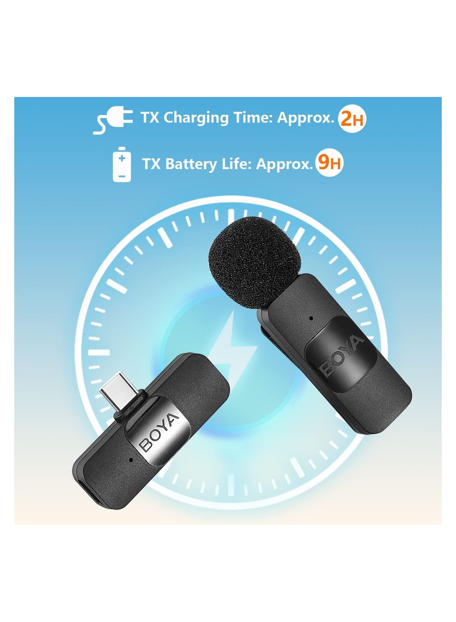 BY-V10 Wireless Lavalier Microphone for Android USB C Smartphone Tablet External Mini Lapel Type C Microphone for Cell Phone Clip-On Mic for Video Recording Podcast YouTube Live Streaming 