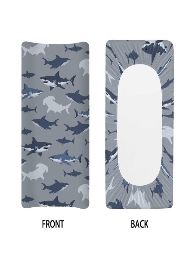 Psesaysky Sharks Changing Pad Cover Waterproof Diaper Changing Cover Durable Breathable Soft Universal Tray Table Mat Infant/Toddler - Image 3