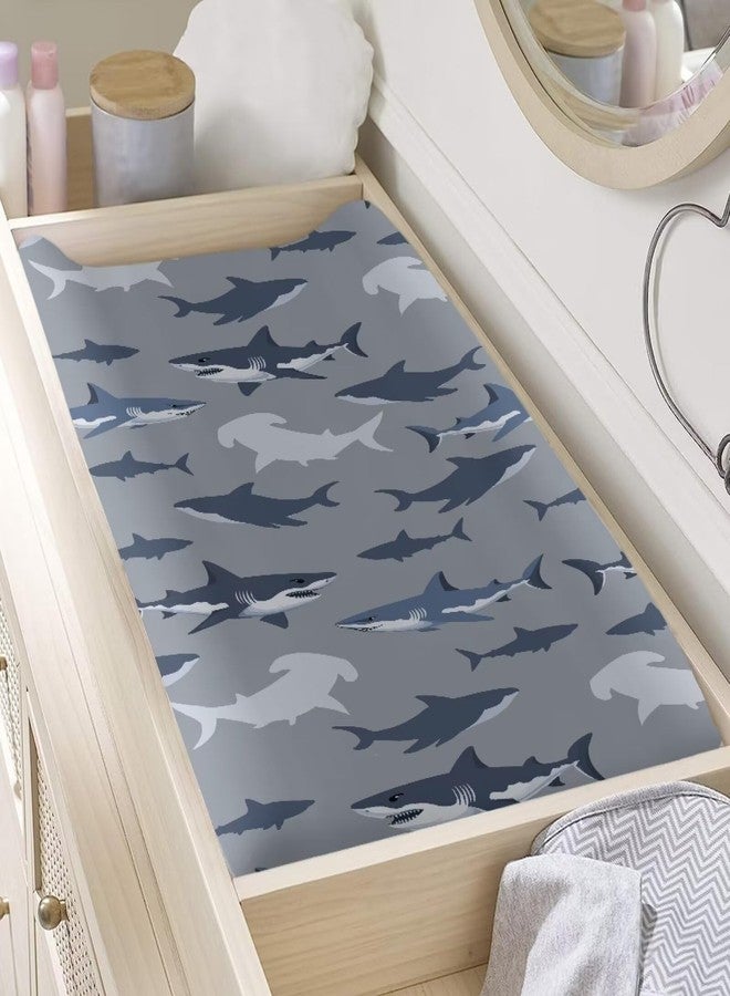 Psesaysky Sharks Changing Pad Cover Waterproof Diaper Changing Cover Durable Breathable Soft Universal Tray Table Mat Infant/Toddler - Image 4