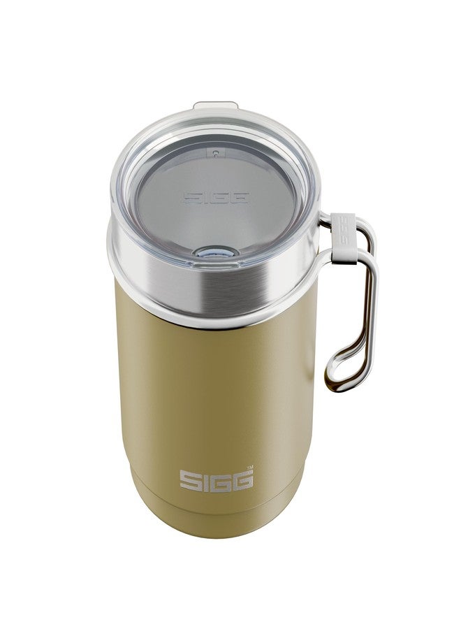 Sigg - Camp Travel Mug Sand - with Tritan Lid and Handle - Dishwasher Safe - BPA-Free - 18/8 Stainless Steel - Camping & Hiking - Dark Beige - 10 Oz - Image 1