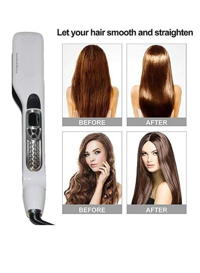 AROAQ Hair Straightener Flat Iron, Adjustable Temperature Electric Hair Straightening Brush, Nano Titanium Ceramic Steam Flat Iron, Digital LCD Hair Straightener For All Hair Types, (White) - Image 4
