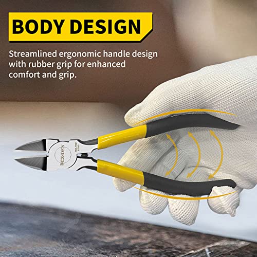 BOOSDEN Wire Cutters 5 Pack, 6 inch Flush Cutters, BOOSDEN Spring Loaded Cutting Pliers,Precision Side Cutters,Sharp Diagonal Cutters,Small Wire Snips for Crafting - Image 5