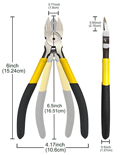 BOOSDEN Wire Cutters 5 Pack, 6 inch Flush Cutters, BOOSDEN Spring Loaded Cutting Pliers,Precision Side Cutters,Sharp Diagonal Cutters,Small Wire Snips for Crafting - Image 2