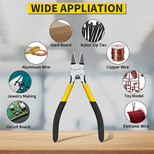 BOOSDEN Wire Cutters 5 Pack, 6 inch Flush Cutters, BOOSDEN Spring Loaded Cutting Pliers,Precision Side Cutters,Sharp Diagonal Cutters,Small Wire Snips for Crafting - Image 4