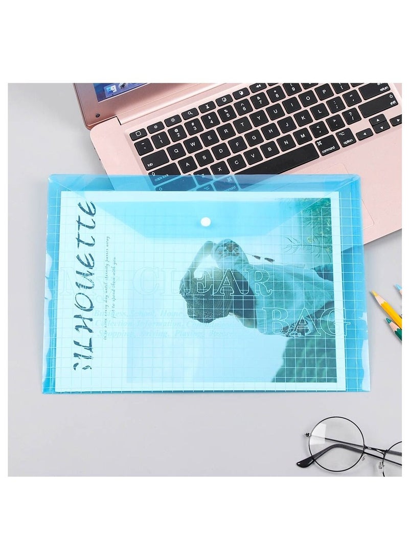 Generic - 10-Piece B4 Size Clear Bag PVC Grid File Cover with Button 350x250mm - Image 1