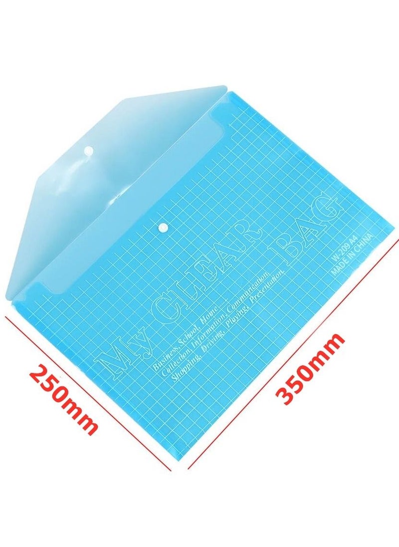 Generic - 10-Piece B4 Size Clear Bag PVC Grid File Cover with Button 350x250mm - Image 1