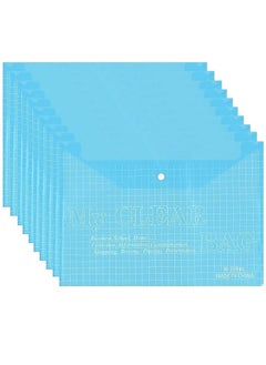 10-Piece B4 Size Clear Bag PVC Grid File Cover with Button 350x250mm