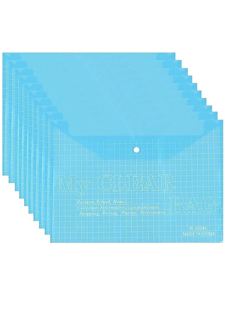 Generic - 10-Piece B4 Size Clear Bag PVC Grid File Cover with Button 350x250mm - Image 1