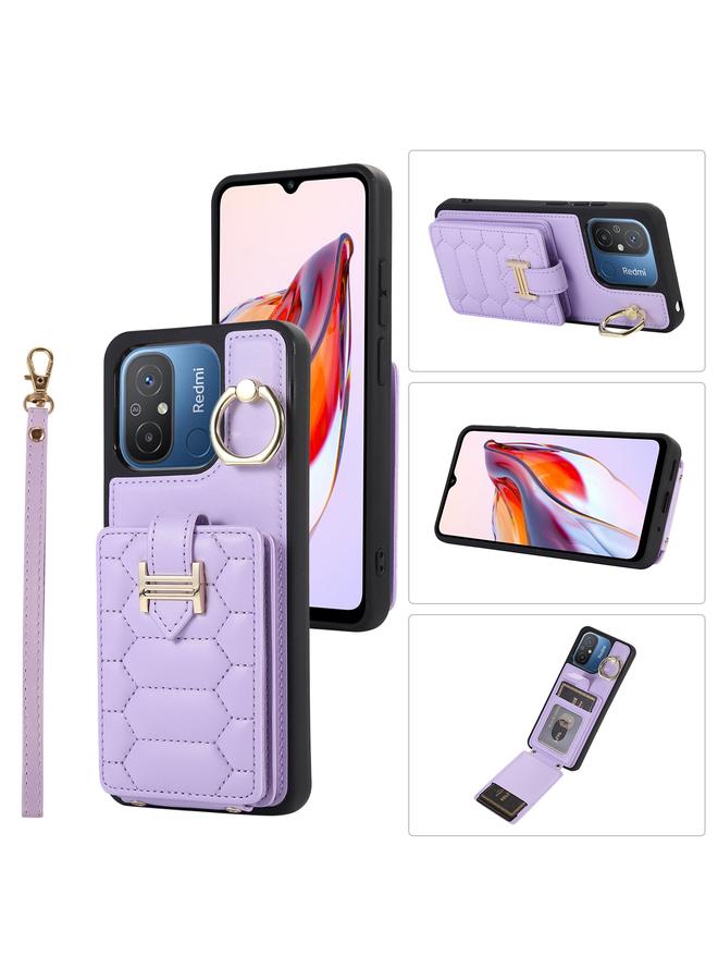 Case For Xiaomi Redmi 12C Vertical Card Bag Ring Holder Phone Case with Dual Lanyard