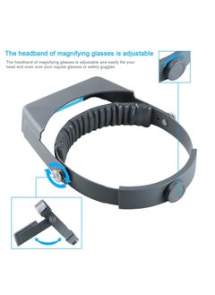 Dandelion Headband Magnifier Hands Free Jeweler Loupe Head Mount Magnifying Headset Visor Double Optical Glass 4 Replaceable Lenses For Reading,Repair(1.5X,2.0X,2.5X,3.5X)  - Image 4