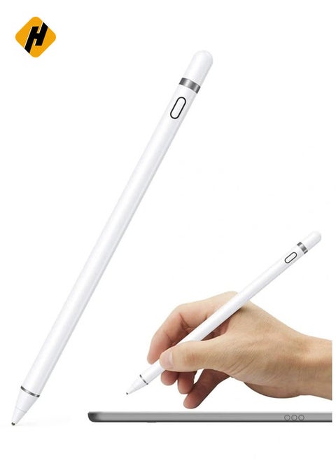 Active Stylus Pen White/Black 1.45mm fine Tip for iPad Apple iPhone Samsung Tablets, on iOS and Android Capacitive Touchscreen, Take-Note Hand-Written Draw no lags Skipping,Rechargeable,