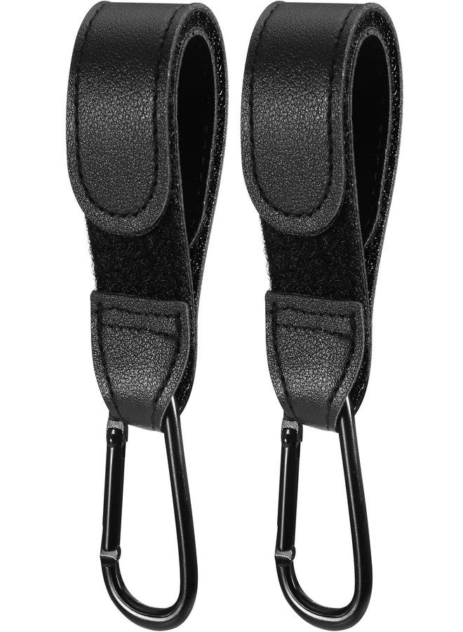 STORE 2508 Pack of 2 Hanging Hook for Stroller Pram Adjustable Hanging Clip PU Leather with Quick Release Carabiner Buckle - Image 1