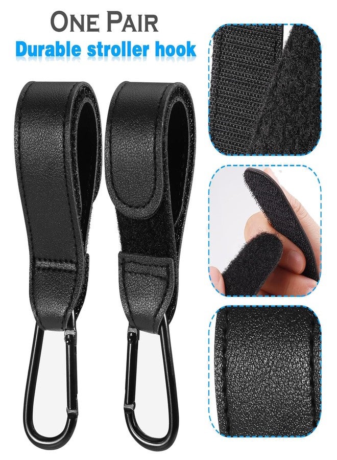 STORE 2508 Pack of 2 Hanging Hook for Stroller Pram Adjustable Hanging Clip PU Leather with Quick Release Carabiner Buckle - Image 2