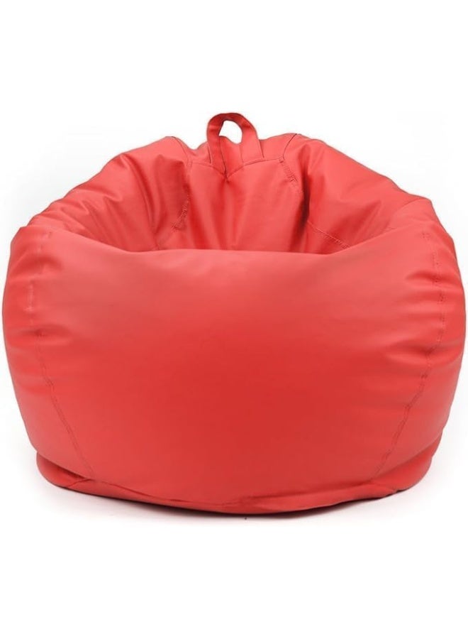 LUXURY LUXE Luxury Luxe Round Faux Leather Bean Bag Chair | Ultra-Comfort Polystyrene Beads, Lightweight & Durable Design | Trendy Solid Colors, Multiple Sizes (Red, Kids-S)  - Image 1