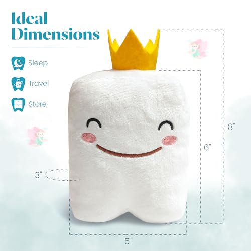 Cairn 6" Tooth Fairy Pillow with Back Pocket - Soft Plush Stuffed Animal Toy for Kids, Boy or Girl - Squishable Holder - Image 3