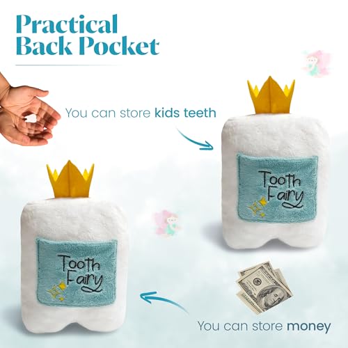 Cairn 6" Tooth Fairy Pillow with Back Pocket - Soft Plush Stuffed Animal Toy for Kids, Boy or Girl - Squishable Holder - Image 2