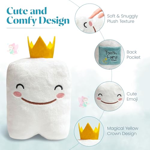 Cairn 6" Tooth Fairy Pillow with Back Pocket - Soft Plush Stuffed Animal Toy for Kids, Boy or Girl - Squishable Holder - Image 5