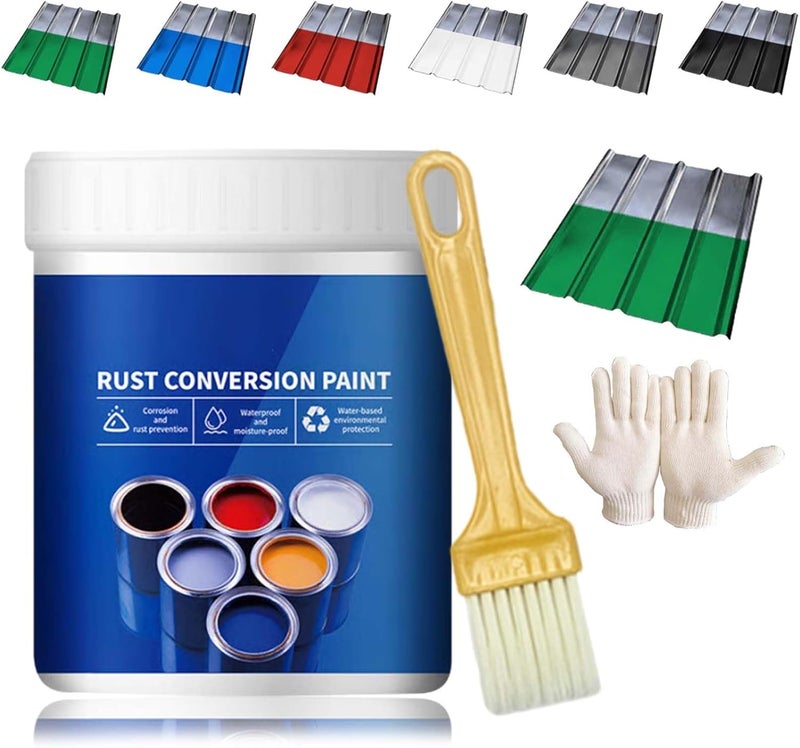 Weatherproof Rust Converter Paint for Metal, 4-In-1 Rust Converter Paint for Metal, Water‑Based Anti-Rust Coating, Long-Lasting Rust Prevention & Protection with Tool (Green-10.2 Oz) - Image 1