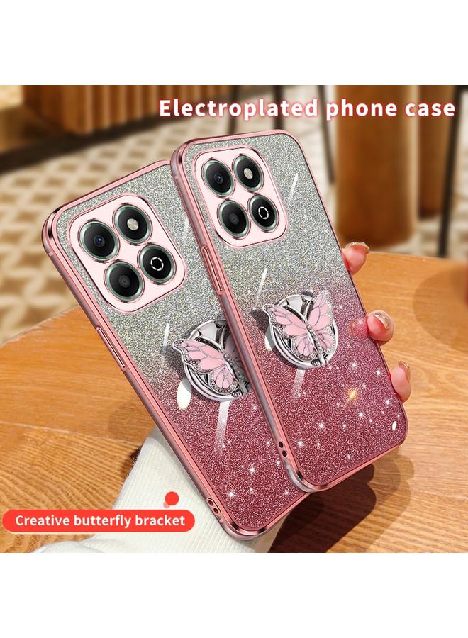 زبون جراب لهاتف Honor X6b مطلي بطبقة لامعة متدرجة اللون من مادة TPU مع حامل على شكل فراشة - Image 3