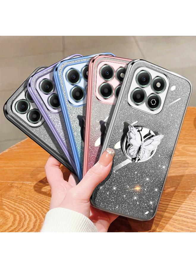 زبون جراب لهاتف Honor X6b مطلي بطبقة لامعة متدرجة اللون من مادة TPU مع حامل على شكل فراشة - Image 2