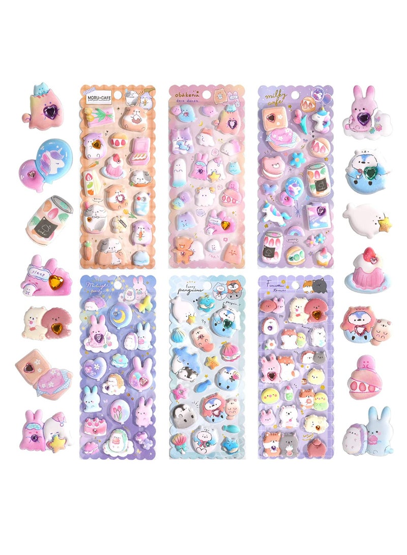Excefore 3D Stickers for Kids Toddlers 6 Sheets Kawaii Soft Stickers for Teens 3D Puffy Sticker for Boys Girls Teachers Reward Craft Scrapbooking Party Supplies - Image 4