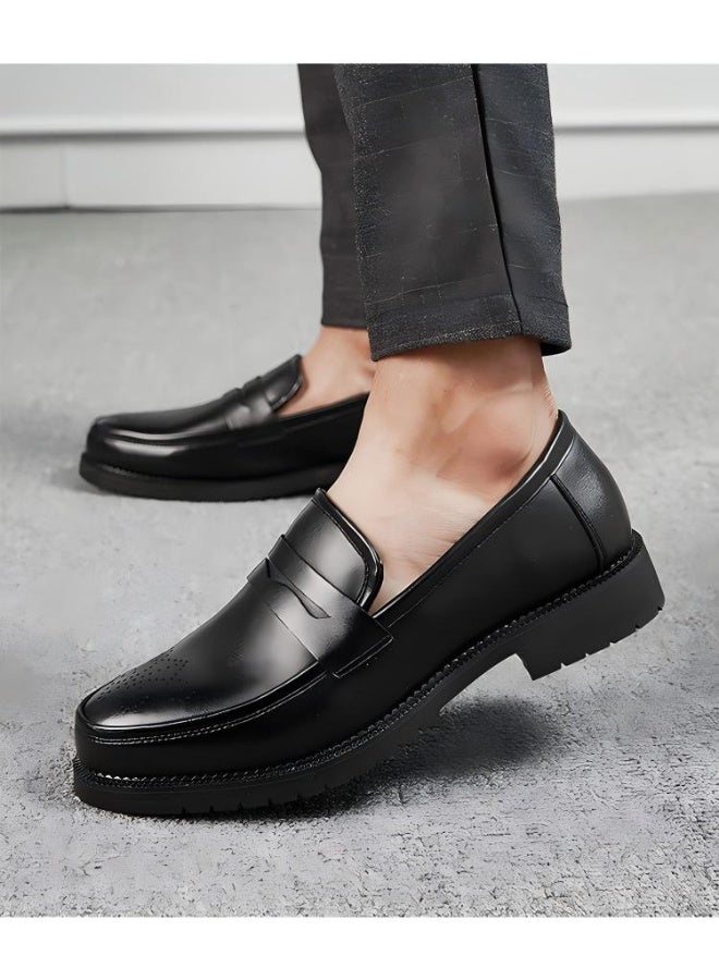 BERRYWELL Men's Oxfords Formal Flat Business Shoes Loafers Italian Official Black - Image 1