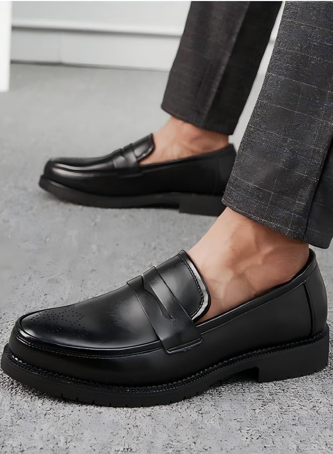 BERRYWELL Men's Oxfords Formal Flat Business Shoes Loafers Italian Official Black - Image 2