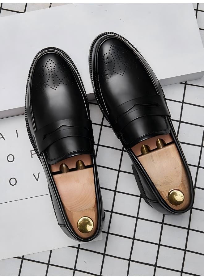 BERRYWELL Men's Oxfords Formal Flat Business Shoes Loafers Italian Official Black - Image 4