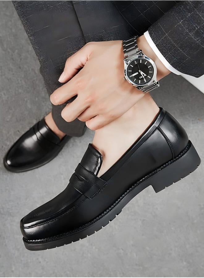 BERRYWELL Men's Oxfords Formal Flat Business Shoes Loafers Italian Official Black - Image 5