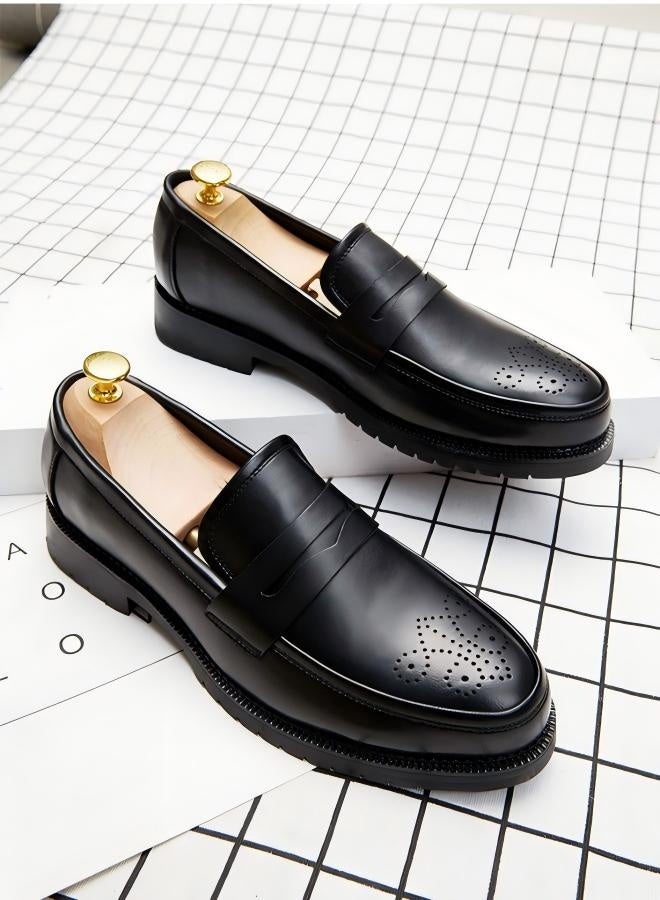 BERRYWELL Men's Oxfords Formal Flat Business Shoes Loafers Italian Official Black - Image 3
