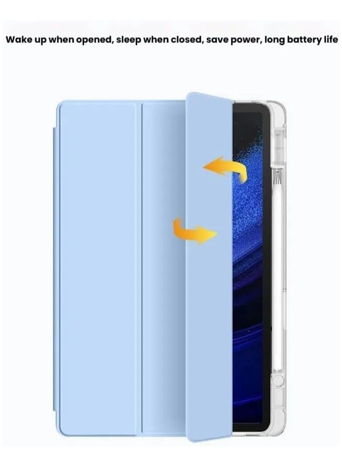 VKL Case Compatible with Xiaomi Redmi Pad 2 11-inch (2025) Tablet, Trifold Stand Shell with Pencil Holder,Leather Clear Back Cover with Automatically Wake Up Sleep (Blue) - Image 2