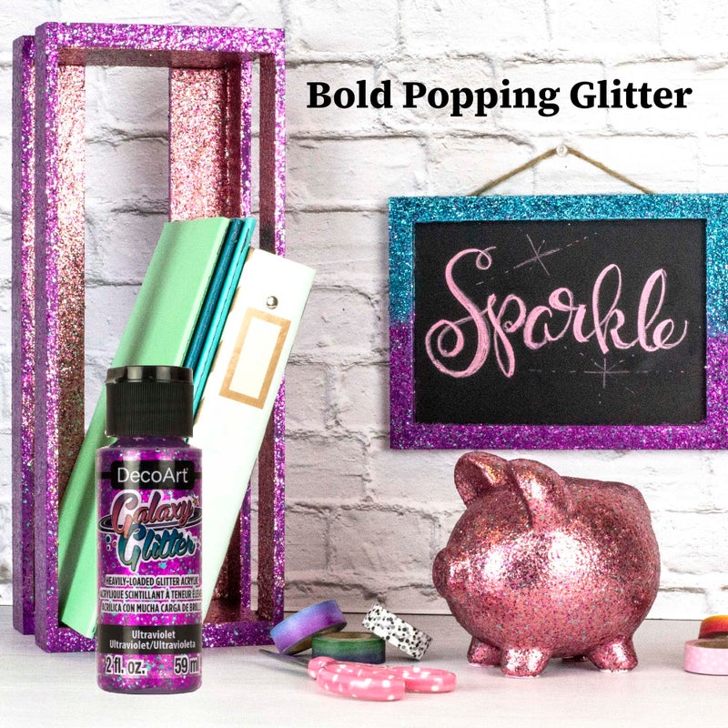 DecoArt Galaxy Glitter Acrylic Paint Set â€“ 9 Bottles (2 fl oz) â€“ Bright Multicolor Glitter Paints for Crafting, Art Projects & Creative DIY Crafts - Image 3
