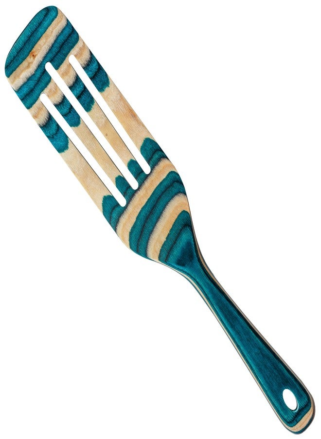 Totally Bamboo Baltique Mykonos Collection 13" Wooden Spurtle Spatula - Colorful Birch Wood Cooking Utensil, Nonstick Safe, Versatile Stirring & Serving Tool - Image 1
