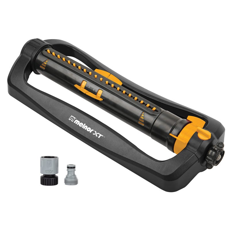 Melnor 65167AMZ XT Turbo Oscillating Sprinkler, 4,500 sq. ft., Quick Connect Bundle, 3-Way Adjustable, Black, Yellow - Image 1