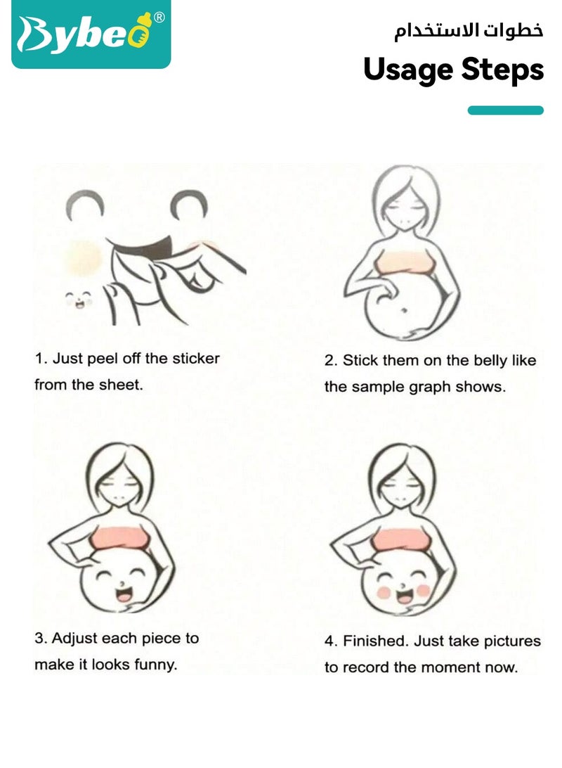 Bybeo 10 Sheets Pregnancy Belly Stickers, Pregnancy Photo Booth Props Set, Funny Facial Expression Maternity Baby Stickers for Expectant Mothers, Baby Shower Maternity Gifts - Image 5
