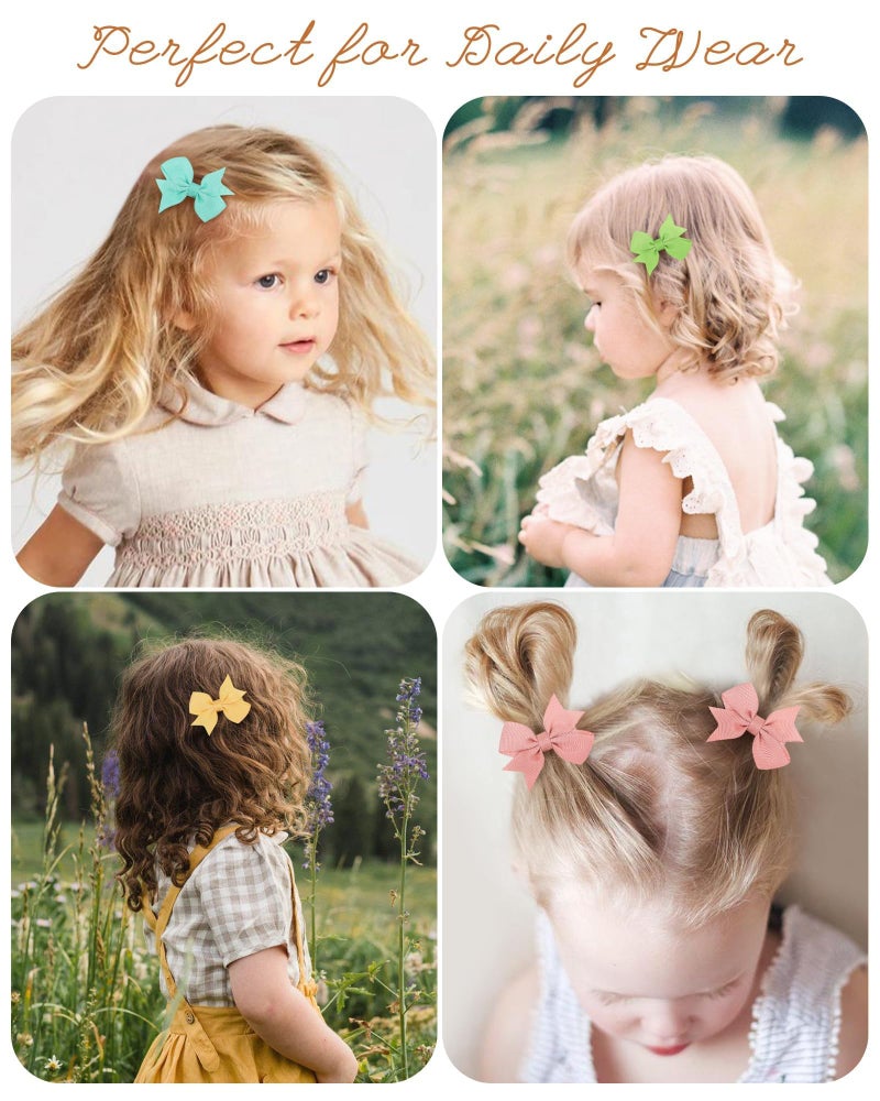 doboi 80PCS 2'' Baby Girls Fully Lined Grosgrain Boutique Solid Color Ribbon Mini Hair Bows Clips for Teens Infants Kids Toddlers Newborn Children Set of 40 Pairs - Image 4