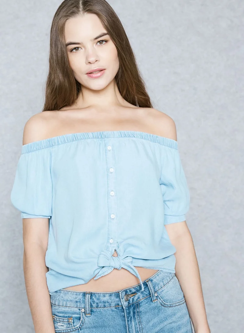 NOISY MAY Front Tie Bardot Top