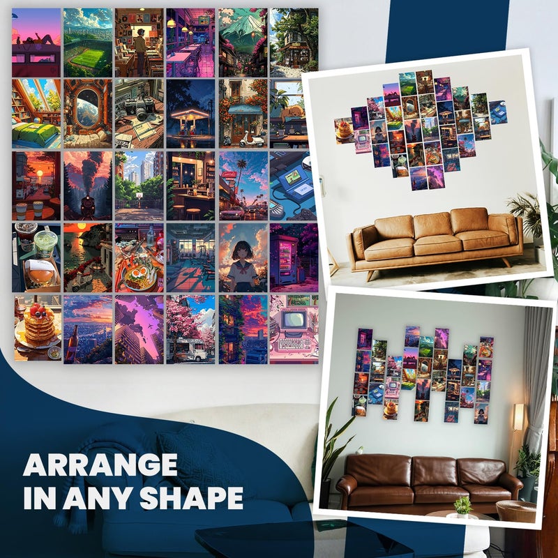 Wallgasm مجموعة ملصقات لوفاي - مجموعة من 30 ملصق، 4 × 6 بوصات لتزيين الغرف | ملصق للمنزل، الغرفة، الصالة الرياضية، غرفة النوم، النزل | مجموعة كولاج | جمالية لوفاي - Image 5