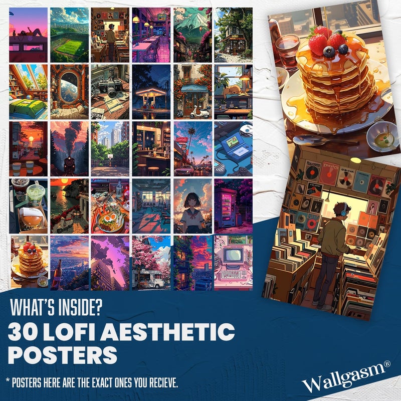 Wallgasm مجموعة ملصقات لوفاي - مجموعة من 30 ملصق، 4 × 6 بوصات لتزيين الغرف | ملصق للمنزل، الغرفة، الصالة الرياضية، غرفة النوم، النزل | مجموعة كولاج | جمالية لوفاي - Image 2