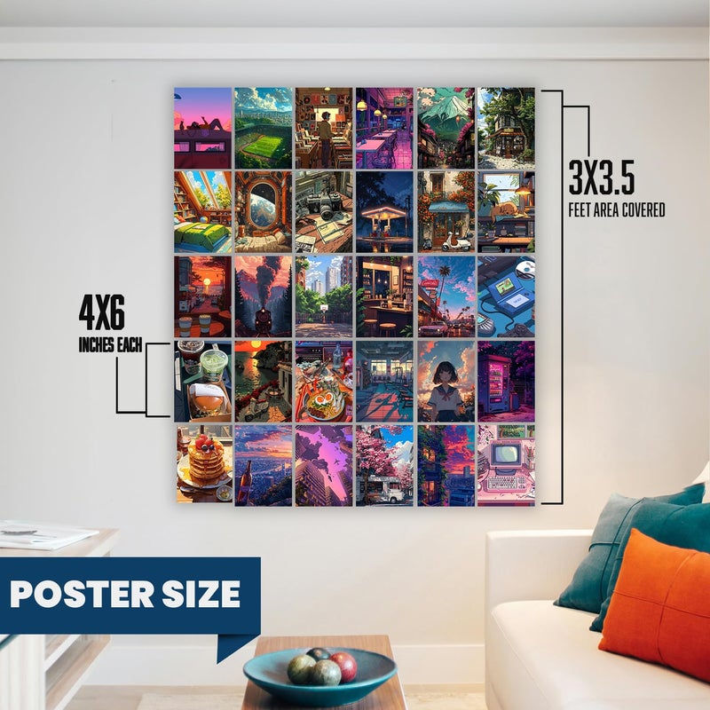 Wallgasm مجموعة ملصقات لوفاي - مجموعة من 30 ملصق، 4 × 6 بوصات لتزيين الغرف | ملصق للمنزل، الغرفة، الصالة الرياضية، غرفة النوم، النزل | مجموعة كولاج | جمالية لوفاي - Image 4