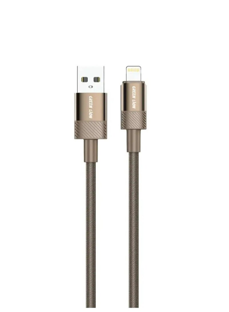 جرين ليون كابل Desert Spark من USB-A إلى Lightning، 2.4 أمبير/5 فولت، طاقة 12 وات، توافق واسع، إمكانية الشحن والمزامنة - تيتانيوم صحراوي - Image 1