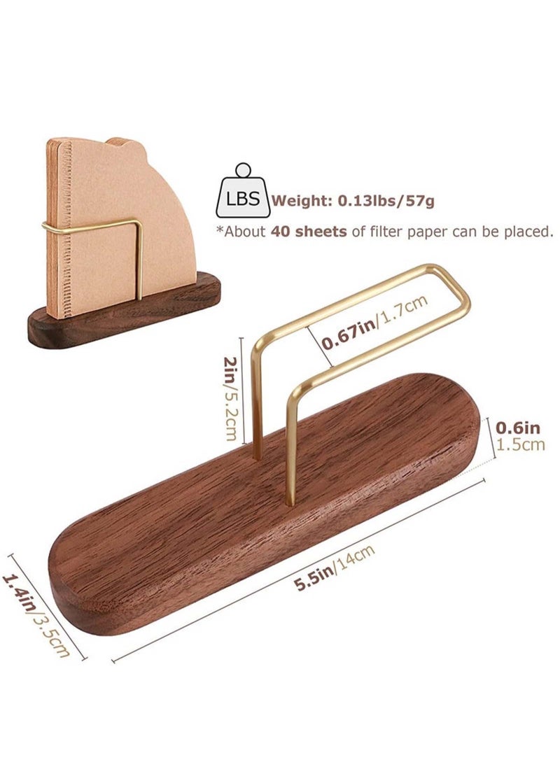 ULHYC - Walnut Base Coffee Filter Holder,Pure Brass Coffee Filter Paper Storage Rack,Filter Paper Container Stand Suitable For V60 and Fan Shape and Flat-bottomed Pour Over Filter Paper - Image 1