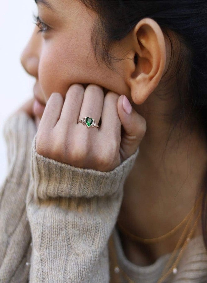 ChicSilver Tourmaline Ring October Birthstone Ring Irish Promise Rings for Women 925 Sterling Silver Celtic Ring - Image 2