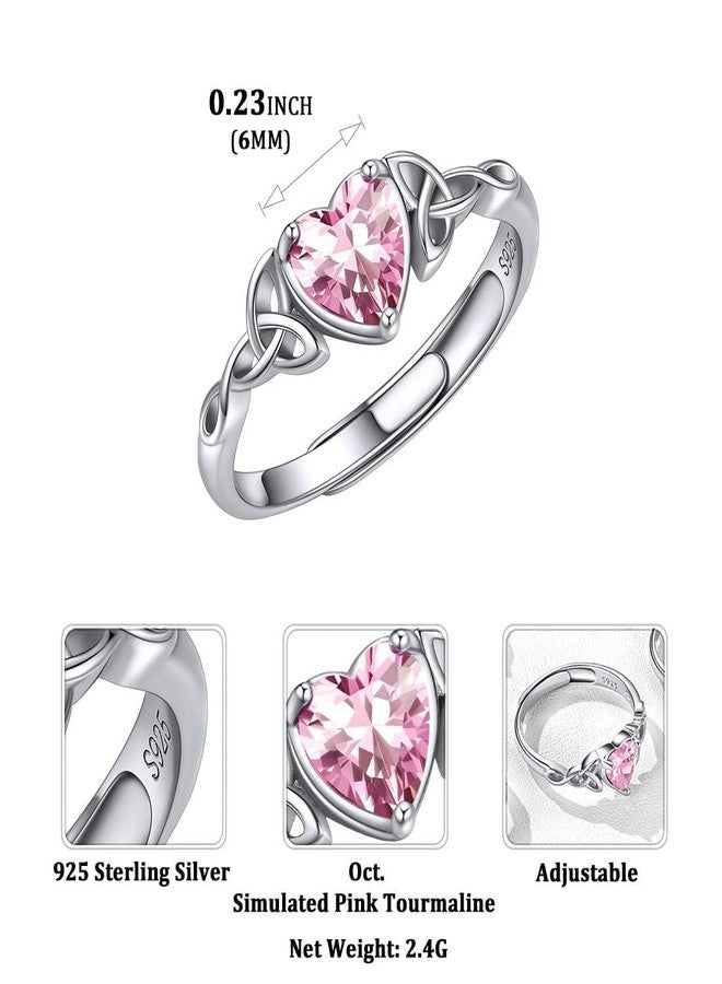 ChicSilver Tourmaline Ring October Birthstone Ring Irish Promise Rings for Women 925 Sterling Silver Celtic Ring - Image 5