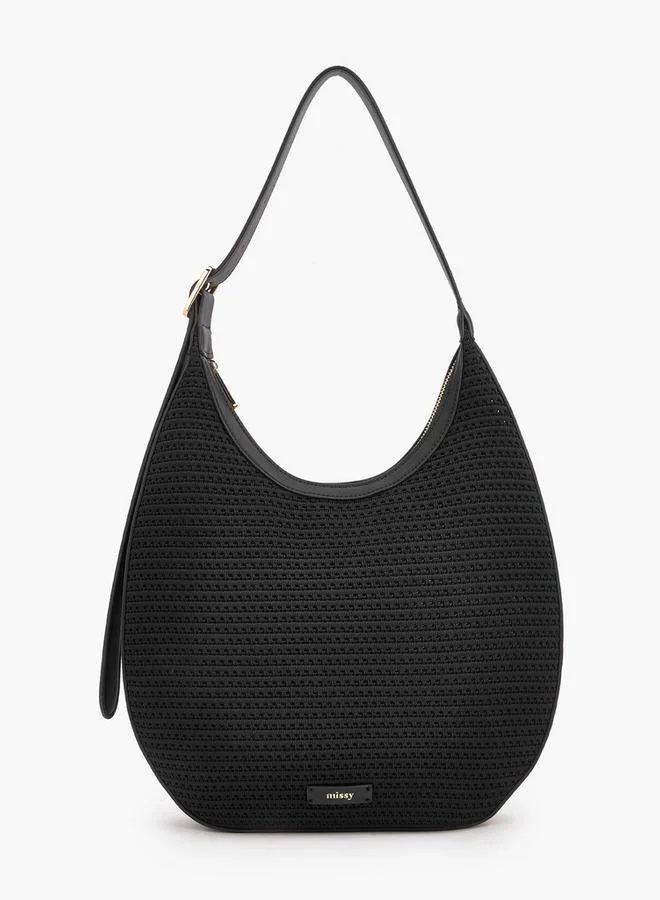 MISSY Textured Shoulder Bag With Zip Closure