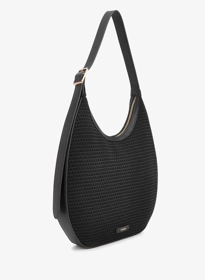 MISSY Textured Shoulder Bag With Zip Closure