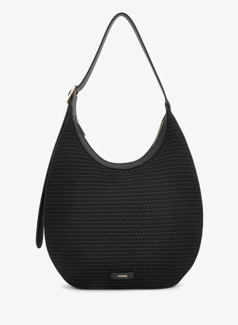 MISSY Textured Shoulder Bag With Zip Closure